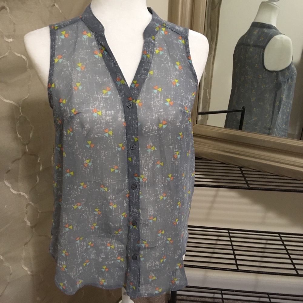 Mossimo Supply Sleeveless Sheer Blouse Buttoned Sm